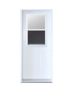 Porte d'acier avec fenêtre guillotine (B03) 32" - Gauche - Blanche