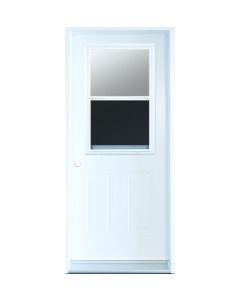 Porte d'acier avec fenêtre guillotine (B03) 32" - Droite - Blanche
