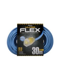 Outdoor Extension Cord 12/3 30M Blue 1 Light Outlet 15A 125V STJW ultra flex