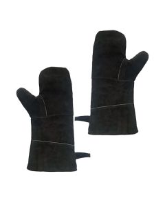 Gants de BBQ en cuir de vache refendu noirs 15"