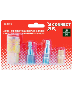 Ensemble 1/4 industriel, raccord rapide en laiton 1/4 (F) NPT et 2 embouts