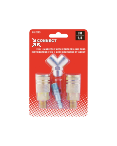 Distributeur en laiton avec 2 raccords rapides 1/4 industriel
