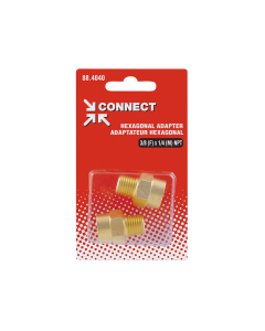 Brass Hexagonal Adapter 1/4 (M) to 3/8 (F) NPT (Multiple of 2)