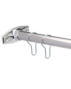 Shower Rod Set & 12 Curtains Hooks - 60'' - Chrome