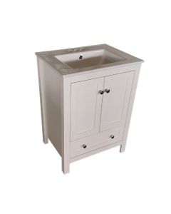 Meuble-lavabo de salle de bain blanc avec lavabo intégré - 24"