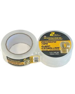 WorkCrew Ultra Clear Packaging Tape - 2 Rolls, 1.9" x 100 yds