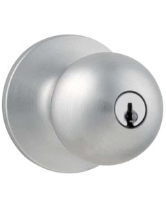 Bouton de porte Regina avec verrou, pêne ajustable, chrome satiné