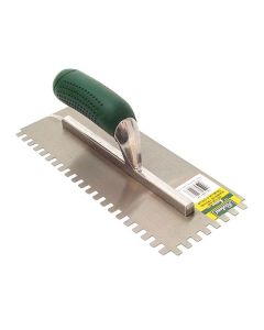 Truelle crénelée en acier - 11" x 4½", dents carrées, manche caoutchouté