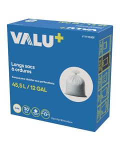 VALU+ White 45.5-Litre Large Size Garbage Bags - 30 per Box