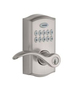Commercial Entry Door Lever with Keypad Deadlock and SmartKey - Satin Nickel