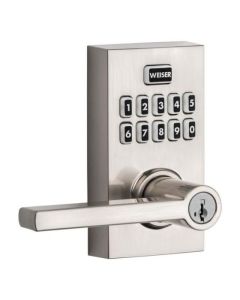Residential Entry Door Lever with Keypad Deadlock  - Satin Nickel