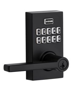 Residential Entry Door Lever with Keypad Deadlock - Matte Black
