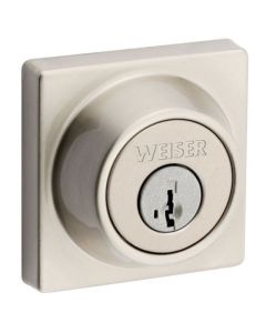 Pêne dormant carré moderne pour porte d'entrée avec SmartKey, nickel satiné