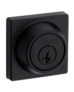 Modern Square Deadbolt for Entry Door with SmartKey Technology - Matte Black