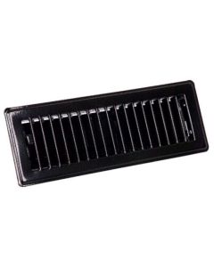 Louvered Floor Register - Steel - Matte Black - Powder-Coated - 4-in x 10-in