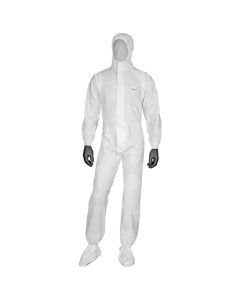 White Disposable Coveralls with Hood - Large Size