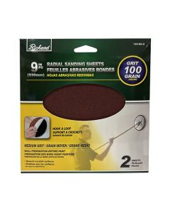 Papier abrasif rond 9 po 100 grains 2/pk à fixation rapide