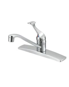 Single-Hole Lever Kitchen Faucet - Chrome, 8-in Centerset