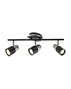 Luminaire sur rail 3 têtes nickel brossé et noir mat "Harbour"