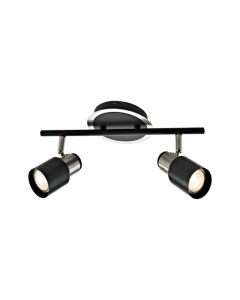 Luminaire sur rail 2 têtes nickel brossé et noir mat "Harbour"