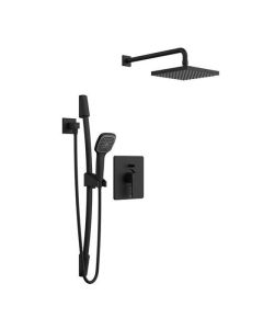 Quadrato Matte Black 2-Way Shower Faucet and Rail Kit