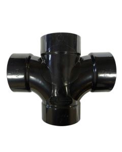 Té sanitaire double ABS DWV, 1 1/2" x 1 1/2" x 1 1/2" x 1 1/2", femelle, noir