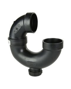Siphon en « p » avec bouchon de dégorgement en ABS DWV, 2", femelle, noir
