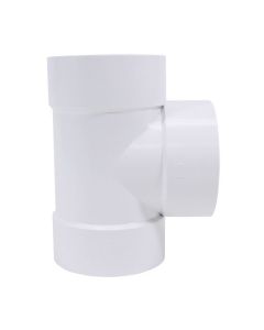 PVC/BNQ Straight Tee - 4" - Hub - White