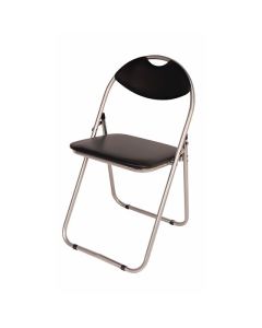 Black Polyurethane Folding Chair With Grey Steel Frame