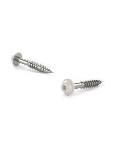 Wood Screw, White Pan Washer, Square Drive, Coarse Thread #8x1-1/8" (10)
