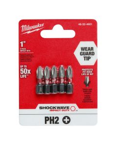 #2 x 1" SHOCKWAVE Impact Phillips Bits (5)