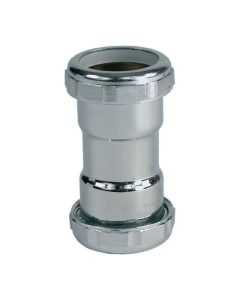 Raccord, laiton, 1 1/4" x 1 1/4", chrome
