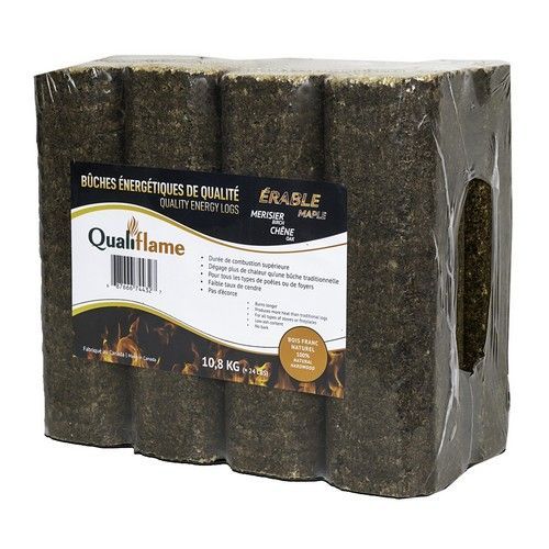 Qualiflame Energy Logs, Hardwood, 3Lb per log ,8 pack