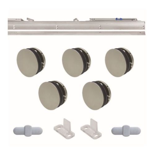 Ensemble de rail invisible avec quincaillerie pour porte coulissante, chrome