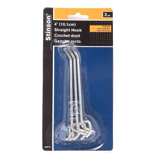 Pegboard Peg Hooks - 4" - Pack of 3 - Aluminum and Steel