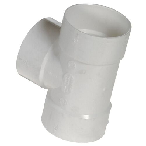 Té droit en PVC/BNQ, 4", femelle, blanc