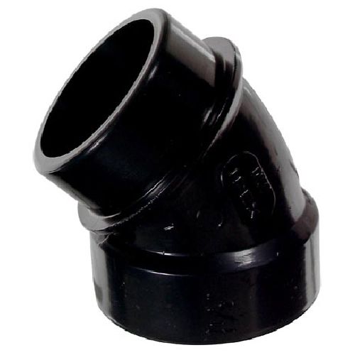 Coude 45° en ABS DWV, court, 1 1/2", fem. x mâle, noir