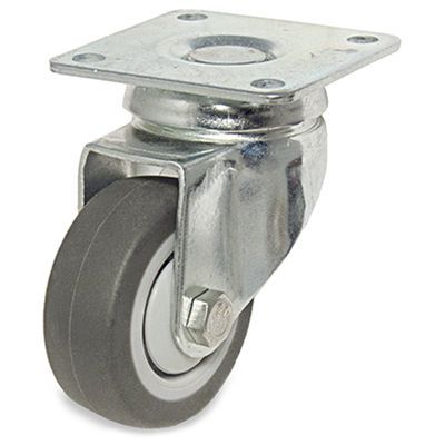 Roulette pivotante 2" caoutchouc thermoplastique gris