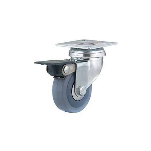 Roulette pivotante/frein 2" caoutchouc thermoplastique gris