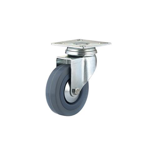 Roulette pivotante 3" caoutchouc thermoplastique gris