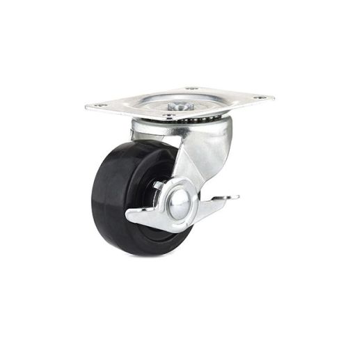Roulette pivotante/frein 3" caoutchouc noir