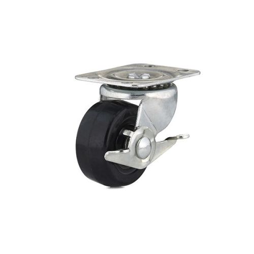 Roulette pivotante/frein 2" caoutchouc noir