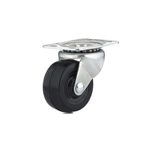 Roulette pivotante 2" caoutchouc noir