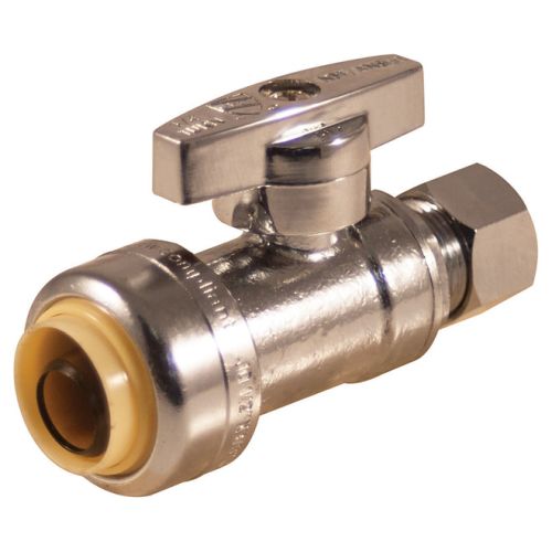 Robinet droit, sans plomb, 1/2" x 3/8", poussoir-compression