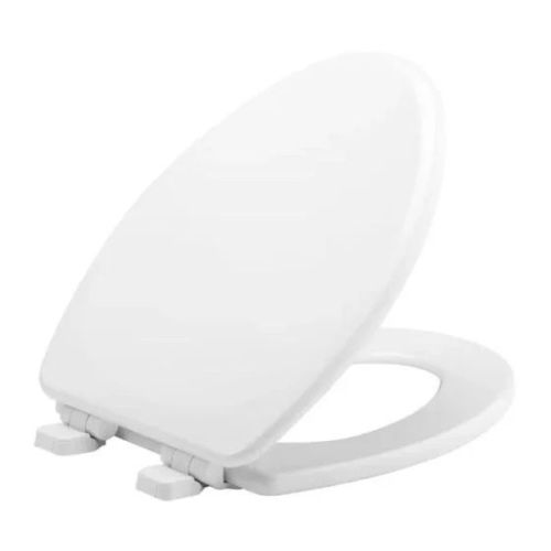 Siège toilette allongé, bois émaillé, fermeture lente Lannon, 14-1/8"x18-1/2"