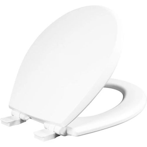 Siège de toilette rond en bois émaillé à fermeture lente Kendall, 14,38x15.06