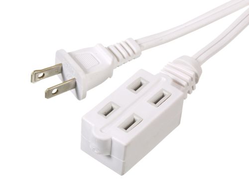 Cordon de rallonge à prise triple 13A  x 2M  Blanc  16/2