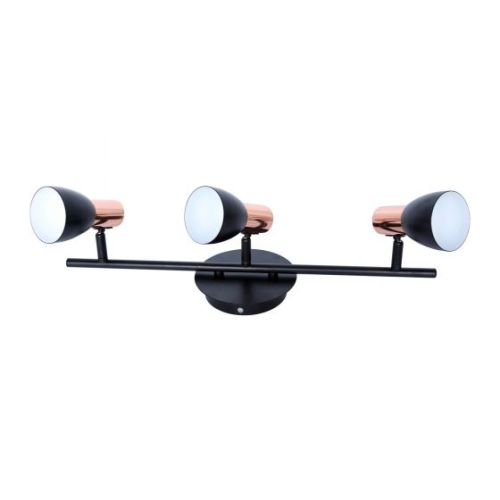 Luminaire sur rail Riviera, noir, 3 lumières, 62 x 17 cm
