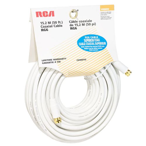 Câble coaxial RG6, 50', blanc