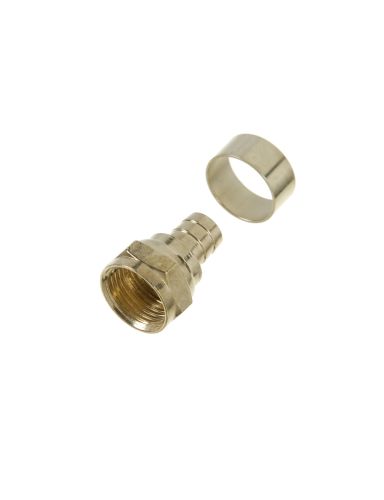 Connecteur F vissable pour câble coaxial, doré, 2/pqt